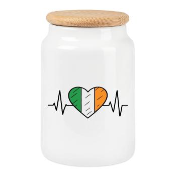 Drapeau de l’Irlande Heartbeat Line Irish Pride Design - Boîte à biscuits avec couvercle en bois - blanc - Devant