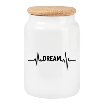 Dream Heartbeat – Design inspirant - Boîte à biscuits avec couvercle en bois - blanc - Devant