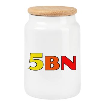 5BN Color Explosion Block Letters - Cookie Jar with Wooden Lid - white - Front