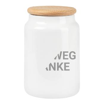 Geh weg danke - Keksdose mit Holzdeckel - Weiß - Vorne