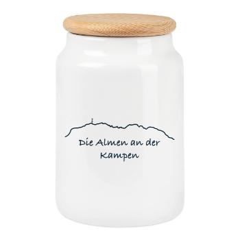 Ligne alpine via Kampen - Boîte à biscuits avec couvercle en bois - blanc - Devant
