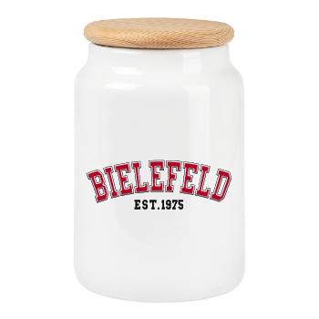 Bielefeld Est. 1975 - Cookie Jar with Wooden Lid - white - Front