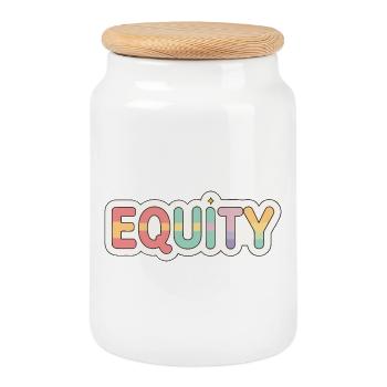 Regenbogenpastell-Fairness - Keksdose mit Holzdeckel - Weiß - Vorne