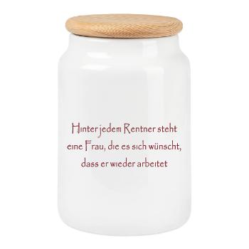 Derrière chaque retraité se trouve une femme - Boîte à biscuits avec couvercle en bois - blanc - Devant