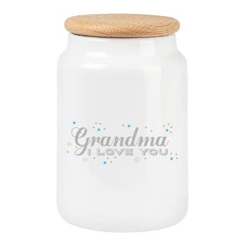 Mamie, je t’aime, Noël - Boîte à biscuits avec couvercle en bois - blanc - Devant
