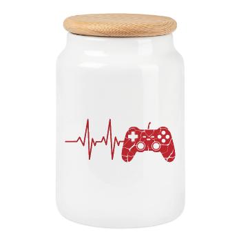 Motif du contrôleur de battement de cœur - Boîte à biscuits avec couvercle en bois - blanc - Devant