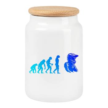 Conception compacte du motocross - Boîte à biscuits avec couvercle en bois - blanc - Devant