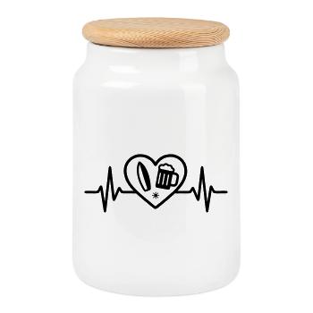 Bière de surf au cœur - Boîte à biscuits avec couvercle en bois - blanc - Devant