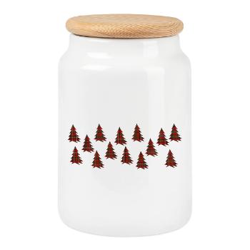 Tartan trees - Cookie Jar with Wooden Lid - white - Front