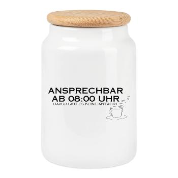 Disponible à partir de 08h00. - Boîte à biscuits avec couvercle en bois - blanc - Devant