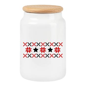 Hiver du Modèle Norvégien - Boîte à biscuits avec couvercle en bois - blanc - Devant