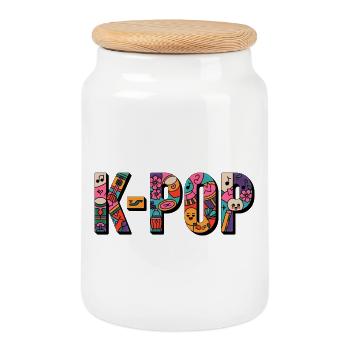 K-POP: Doodle Pop - Keksdose mit Holzdeckel - Weiß - Vorne