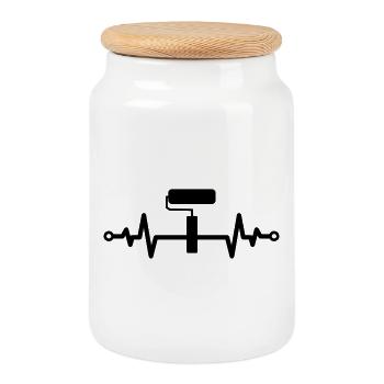 Pulse de cœur pour rouleau à peinture – Idée cadeau créative - Boîte à biscuits avec couvercle en bois - blanc - Devant