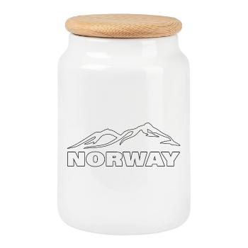Norvège - Boîte à biscuits avec couvercle en bois - blanc - Devant