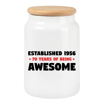 Fondé en 1956 70 ans d’anniversaire génial - Boîte à biscuits avec couvercle en bois - blanc - Devant