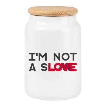 I'M NOT A SLOVE - let's talk - Cookie Jar with Wooden Lid - white - Front