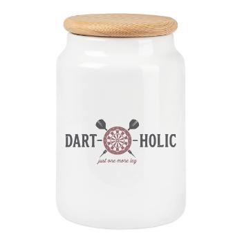 Dart-o-holic Hoodie & Shirt, Darts Fun - Cookie Jar with Wooden Lid - white - Front