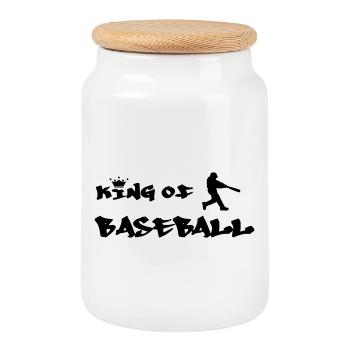 Der König des Baseballs - Keksdose mit Holzdeckel - Weiß - Vorne