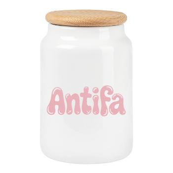 Antifa - Produits dérivés antifascistes - Boîte à biscuits avec couvercle en bois - blanc - Devant