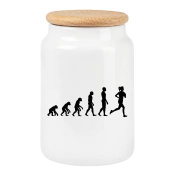 JOGGING RACE WOMAN, POWER RUN! MARATHON GIRL POWER - Cookie Jar with Wooden Lid - white - Front