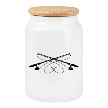 Silhouette des cannes à pêche de croisière - Boîte à biscuits avec couvercle en bois - blanc - Devant