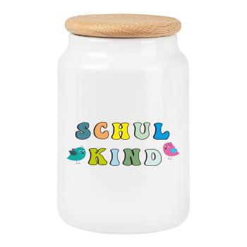 Schulkind  - Keksdose mit Holzdeckel - Weiß - Vorne