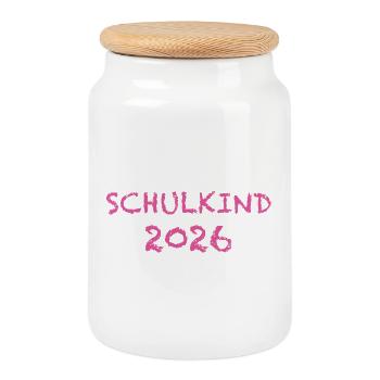Schoolchild 2026 - Cookie Jar with Wooden Lid - white - Front