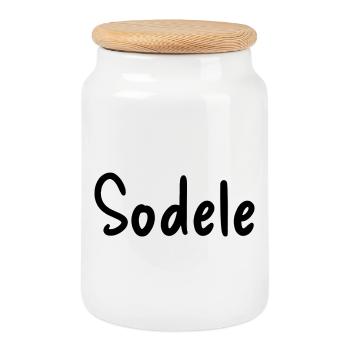 Sodele - Cookie Jar with Wooden Lid - white - Front
