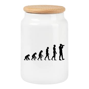 EVOLUTION: BORN TO FOTO! PHOTOGRAPHY IS A PASSION - Cookie Jar with Wooden Lid - white - Front