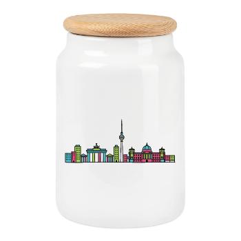 Tour de télévision de la Skyline de Berlin City Art moderne en ligne - Boîte à biscuits avec couvercle en bois - blanc - Devant