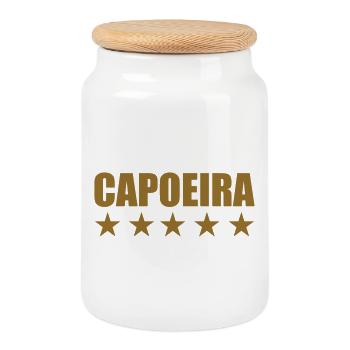 Capoeira - Combat - Danse - Boîte à biscuits avec couvercle en bois - blanc - Devant