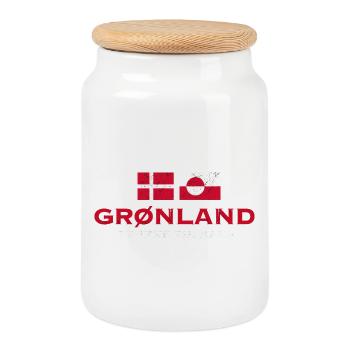 Greenland Flag Distress Unity - Cookie Jar with Wooden Lid - white - Front
