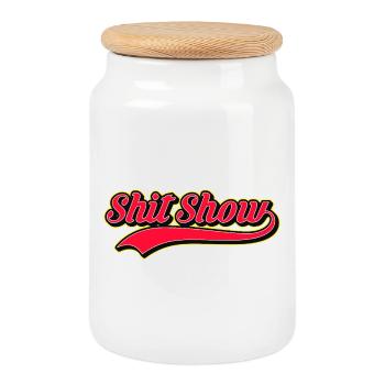 Shit Show Retro-Stil Logo - Keksdose mit Holzdeckel - Weiß - Vorne