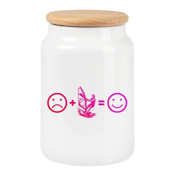 Ich liebe Windsurfing cooles Motiv für Windsurf - Keksdose mit Holzdeckel - Weiß - Vorne