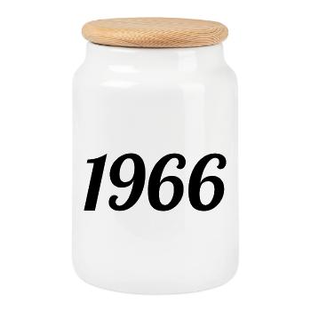 1966 Vintage 1966 Retro Birthday 1966 Gift - Cookie Jar with Wooden Lid - white - Front