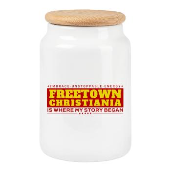 Freistadt, Christiania, Dänemark - Keksdose mit Holzdeckel - Weiß - Vorne