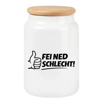 Fei ned schlecht - Keksdose mit Holzdeckel - Weiß - Vorne