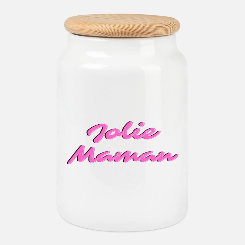 Hübsche neonrosa Mama - Keksdose mit Holzdeckel - Weiß