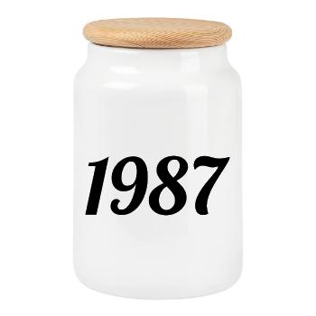 1987 - Boîte à biscuits avec couvercle en bois - blanc - Devant