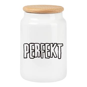 PERFECT Uppercase Typo Imperfect - Cookie Jar with Wooden Lid - white - Front