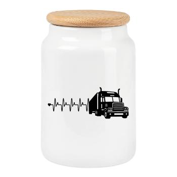 Lkw herzfrequenz - Keksdose mit Holzdeckel - Weiß - Vorne