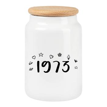 1973 Jubiläum 1973 Retro 1973 - Keksdose mit Holzdeckel - Weiß - Vorne
