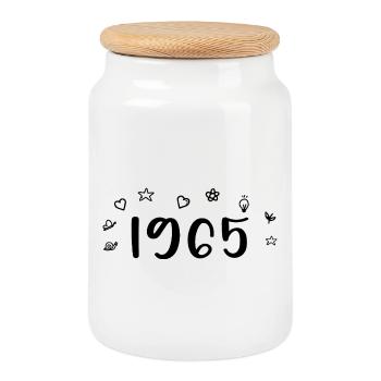 1965 Anniversaire 1965 Retro 1965 - Boîte à biscuits avec couvercle en bois - blanc - Devant