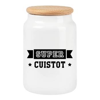 Super Chef - Kitchen - Cook - Cookie Jar with Wooden Lid - white - Front