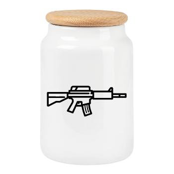 Submachine gun - Cookie Jar with Wooden Lid - white - Front