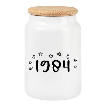 1984 Anniversary 1984 Retro 1984 - Cookie Jar with Wooden Lid - white - Front