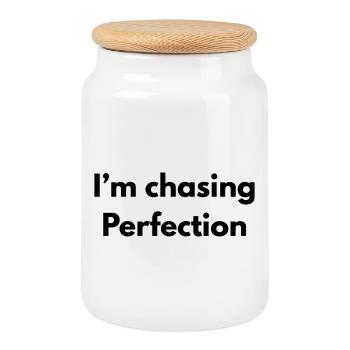 Im chasing perfection - Cookie Jar with Wooden Lid - white - Front