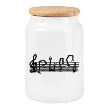 DONNE LA NOTE - Boîte à biscuits avec couvercle en bois - blanc - Devant