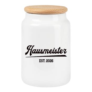 Hausmeister 2026 Haustechniker Hauswart Verwalter - Keksdose mit Holzdeckel - Weiß - Vorne