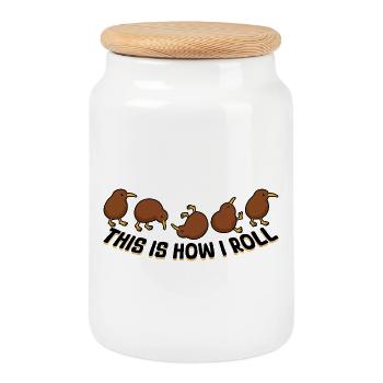 Voici comment je roule le kiwi bird Kawaii - Boîte à biscuits avec couvercle en bois - blanc - Devant